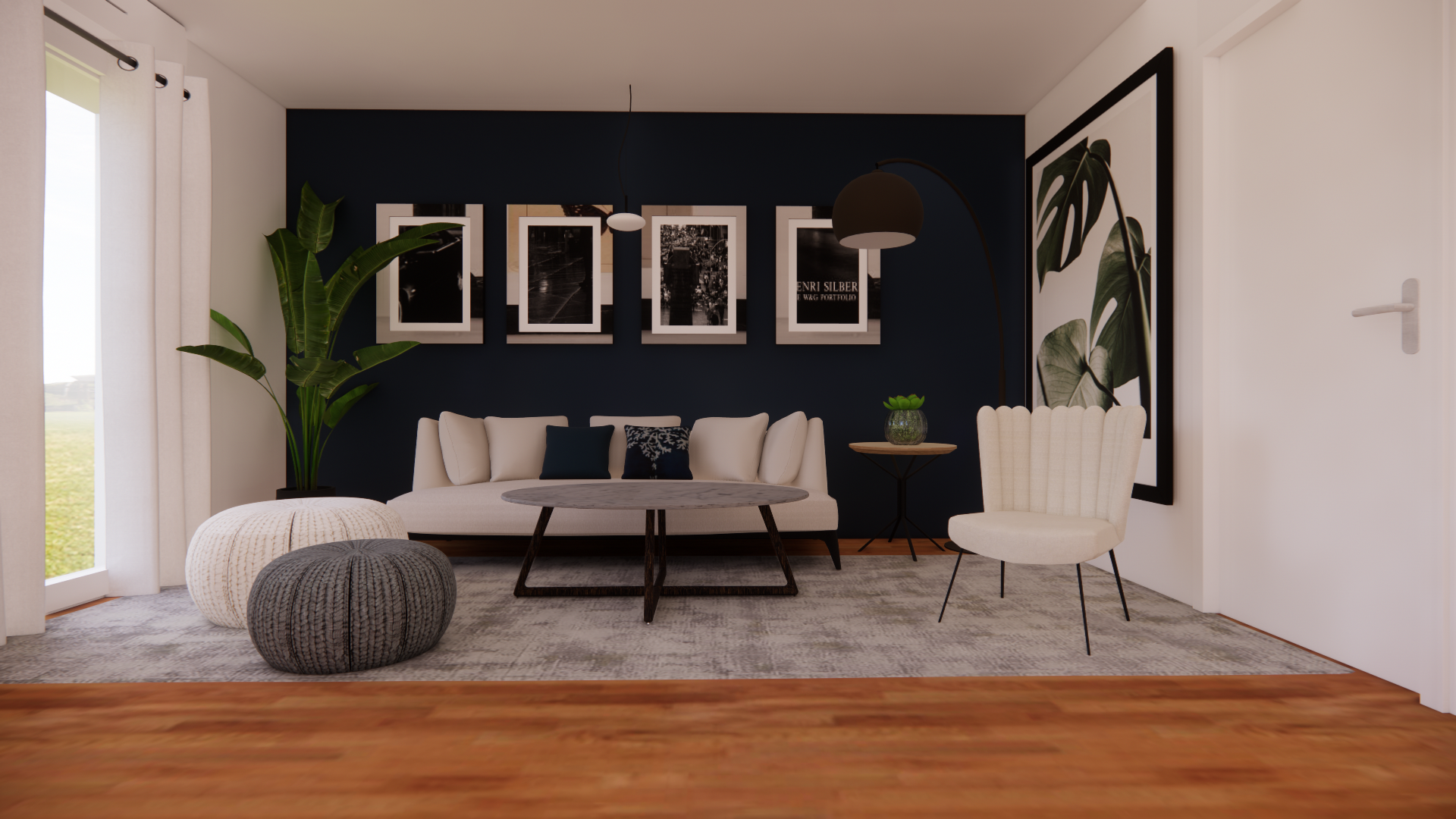 Proposition d'aménagement pour le salon du studio F1 de Pessac/ Home staging virtuel