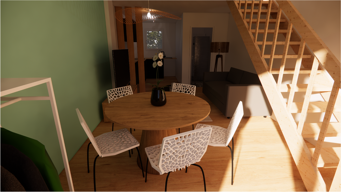 vue sur la pièce principale de la maison du sud médoc